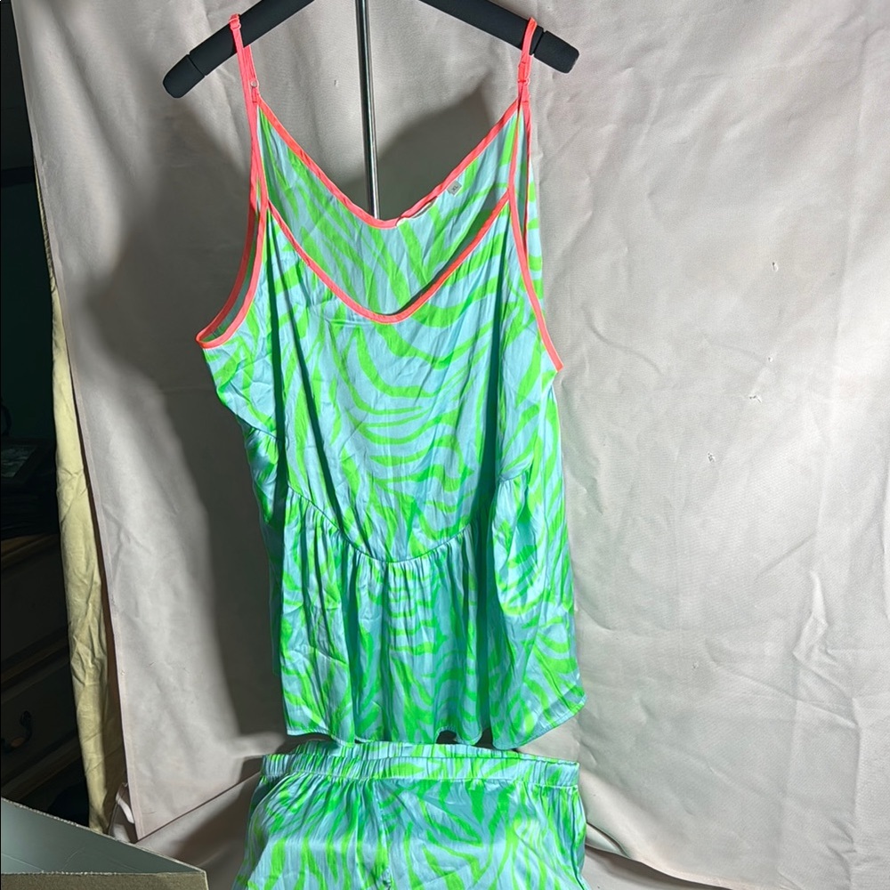 Vibrant Green and Pink Women's Pajama Set